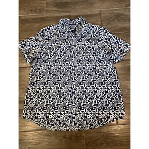Lands end women's Supine Cotton Button Down Size L Nautical Print Shirt